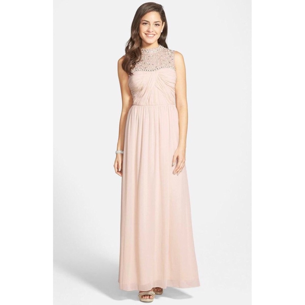 Adriannaa Papell high neck beaded chiffon dress